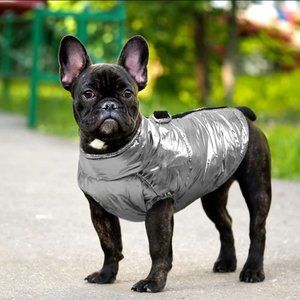 CLEARANCE Waterproof Silver Reflective Dog Puffer Vest - M